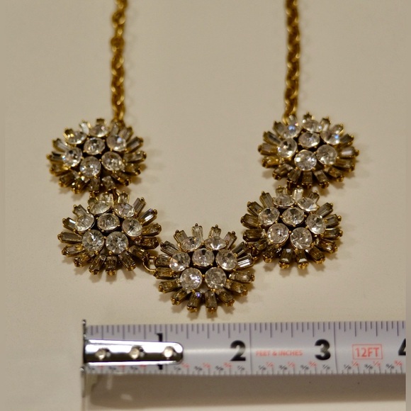 J.Crew Rhinestone Statement Necklace 17-20" Extender Gold Tone Oval Cable Chain - Picture 4 of 5